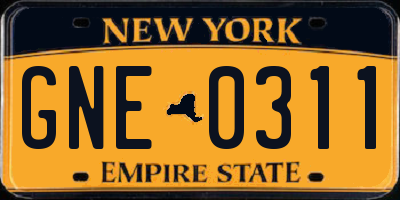 NY license plate GNE0311