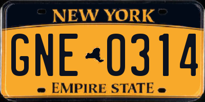 NY license plate GNE0314