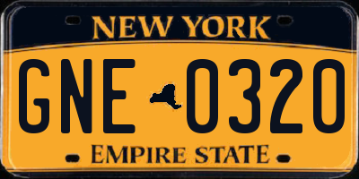 NY license plate GNE0320