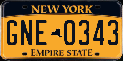 NY license plate GNE0343