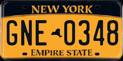 NY license plate GNE0348