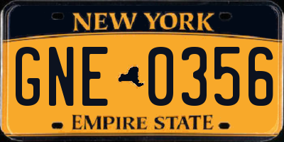 NY license plate GNE0356