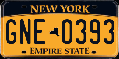 NY license plate GNE0393