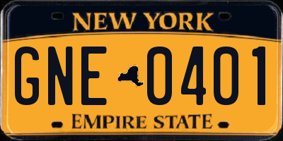NY license plate GNE0401