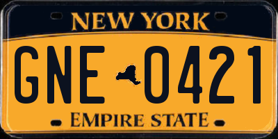 NY license plate GNE0421