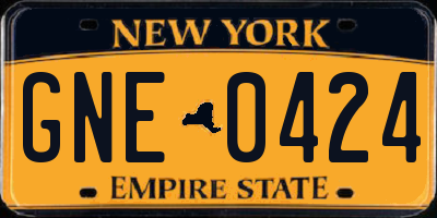 NY license plate GNE0424