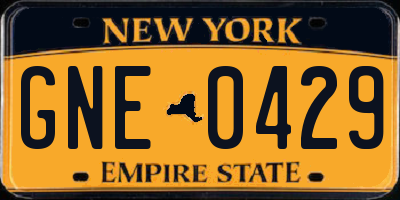 NY license plate GNE0429
