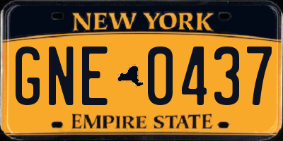 NY license plate GNE0437