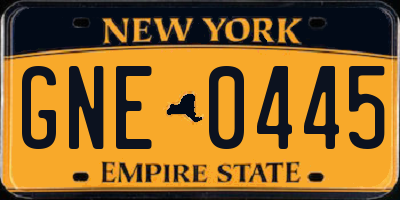 NY license plate GNE0445