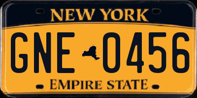 NY license plate GNE0456