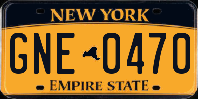 NY license plate GNE0470