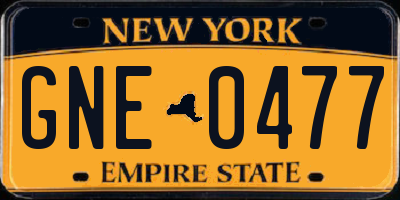 NY license plate GNE0477