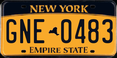 NY license plate GNE0483