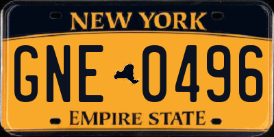 NY license plate GNE0496