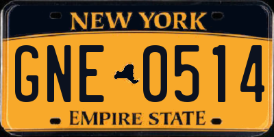 NY license plate GNE0514