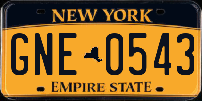 NY license plate GNE0543
