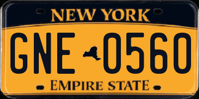 NY license plate GNE0560