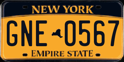 NY license plate GNE0567