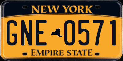 NY license plate GNE0571