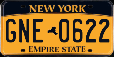NY license plate GNE0622