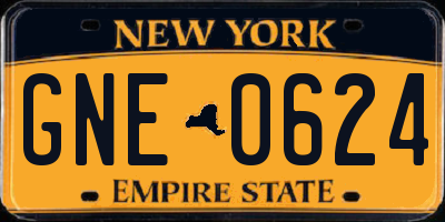 NY license plate GNE0624