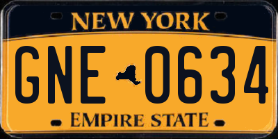 NY license plate GNE0634