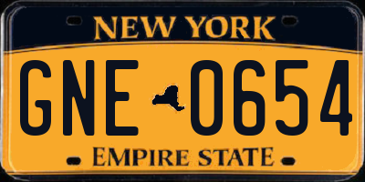 NY license plate GNE0654