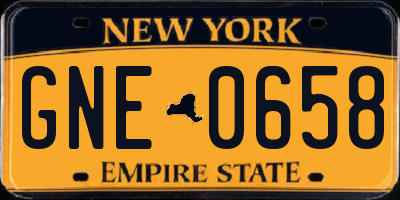 NY license plate GNE0658