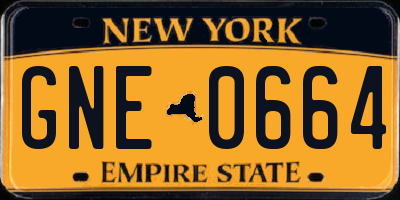 NY license plate GNE0664