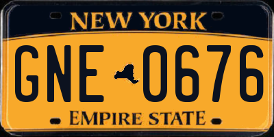 NY license plate GNE0676