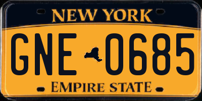 NY license plate GNE0685