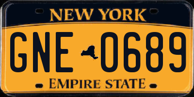 NY license plate GNE0689