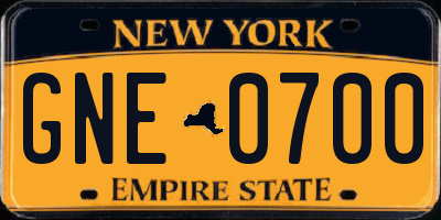 NY license plate GNE0700