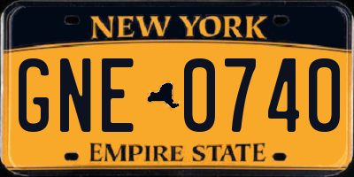 NY license plate GNE0740