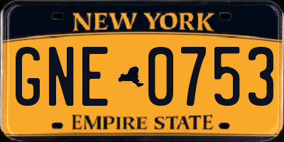 NY license plate GNE0753