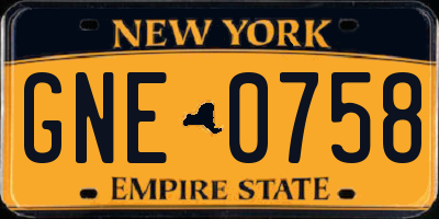 NY license plate GNE0758
