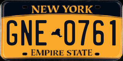 NY license plate GNE0761