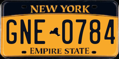 NY license plate GNE0784
