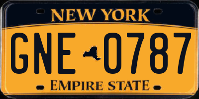 NY license plate GNE0787