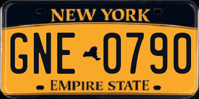 NY license plate GNE0790