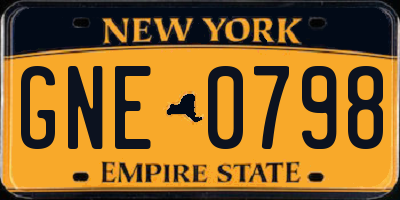 NY license plate GNE0798
