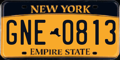 NY license plate GNE0813