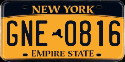 NY license plate GNE0816