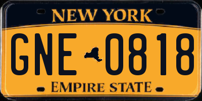 NY license plate GNE0818