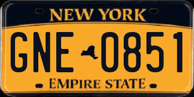 NY license plate GNE0851
