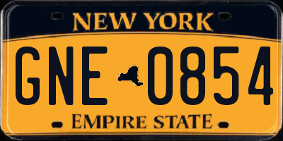 NY license plate GNE0854