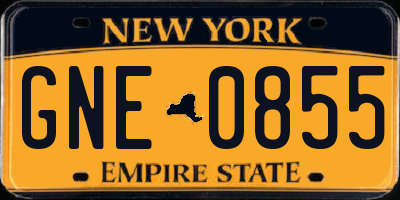 NY license plate GNE0855