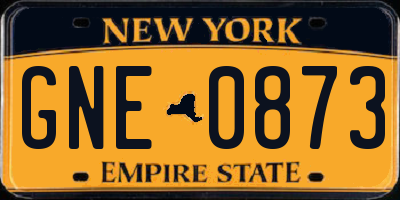 NY license plate GNE0873
