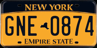 NY license plate GNE0874