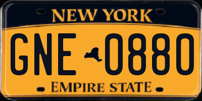 NY license plate GNE0880